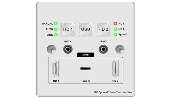 86面板墙插传输器发射2HDMI+1TypeC